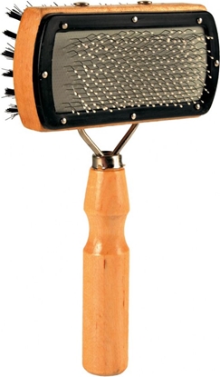 Attēls no Trixie MIKKA SZCZOTKA DWUSTRONNA (DRUCIANE I NYLONOWE WOSIE) 10 x 18 cm