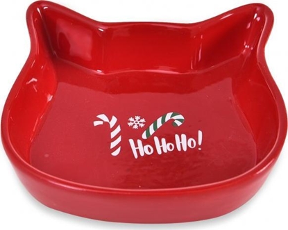Изображение Trixie Miska ceramiczna dla kota, Ho Ho Ho!, czerwona, 13,6x13,6x3cm
