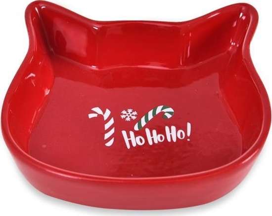 Изображение Trixie Miska ceramiczna dla kota, Ho Ho Ho!, czerwona, 13,6x13,6x3cm