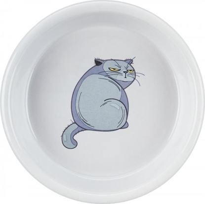 Изображение Trixie Miska, dla kota, szara, ceramiczna, 0,25l/13cm, z nadrukiem kota