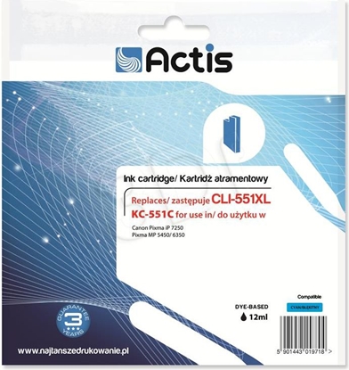 Attēls no Tusz Actis KC-551C (Canon CLI-551C ) Cyjan