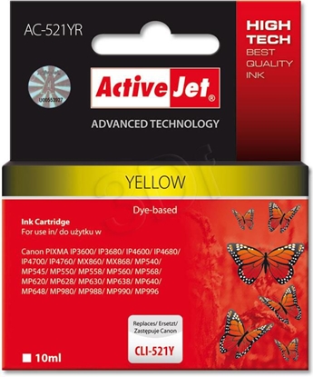 Attēls no Tusz Activejet tusz AC-521YR / CLI-521Y (yellow)