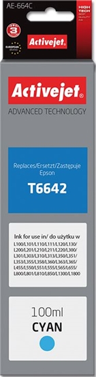 Picture of Tusz Activejet Tusz AE-664C (zamiennik Epson T6642; Supreme; 100 ml; niebieski)