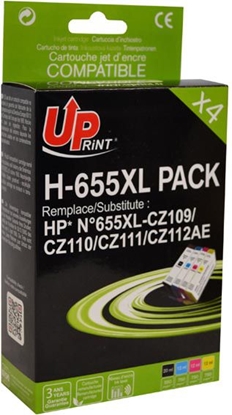 Attēls no Tusz UPrint kompatybilny tusz z CZ109AE, CZ110AE, CZ111AE, CZ112AE, No.655, black, 550+3x750s, 20+3x12ml (H-655XL PACK)