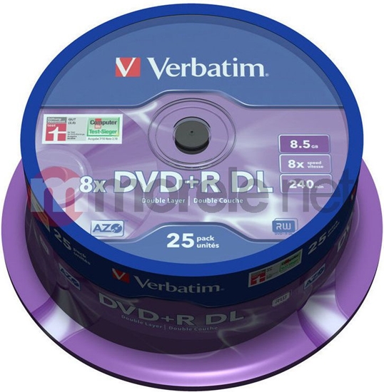 Изображение Verbatim DVD+R DL 8.5 GB 8x 25 sztuk (V43757)