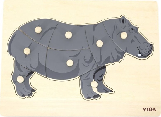 Picture of Viga Toys Drewniane Puzzle Montessori Hipopotam z Pinezkami (44604)