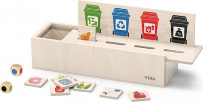 Изображение Viga Toys Układanka Gra edukacyjna drewniana do nauki sortowania śmieci