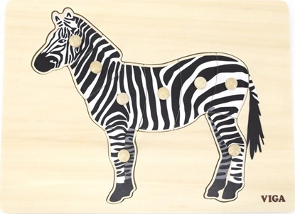 Изображение Viga Toys VIGA Drewniane Puzzle Montessori Zebra z Pinezkami