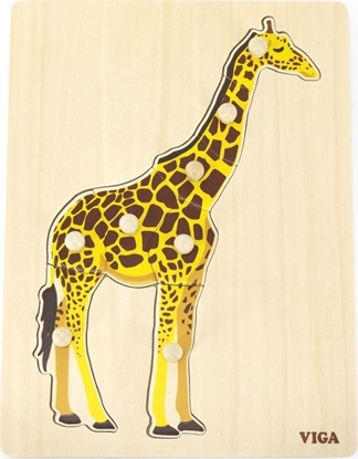 Изображение Viga Toys VIGA Drewniane Puzzle Montessori Żyrafa z Pinezkami