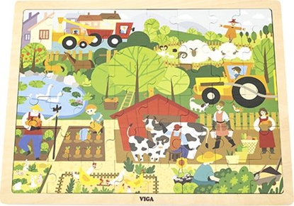 Attēls no Viga Viga 44588 Puzzle na podkadce 48 elementów - poznajemy farm