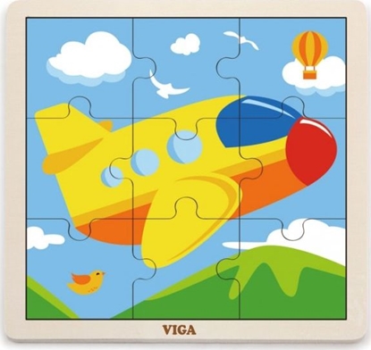 Изображение Viga Viga 51447 Puzzle na podkładce 9 elementów - samolot