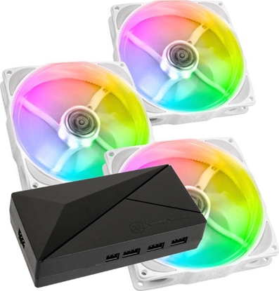 Attēls no Wentylator Noiseblocker NB-eLoop X B12-P ARGB Biay 3-pack + Hub SilverStone CPL02-E