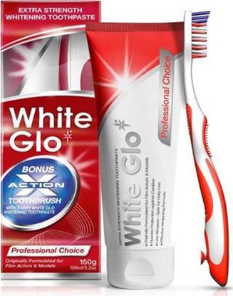 Picture of White Glo Extra Strength Whitening Toothpaste pasta do zbów 2w1 z pynem do pukania 100ml + szczoteczka do zbów