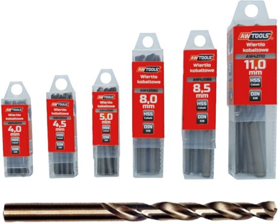 Picture of Wierto AWTools do metalu kobaltowe walcowe 3,5mm 10szt. (AW42035)