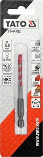 Picture of Wierto Yato `Wierto uniwersalne 5,0x85 mm.uchwyt 1/4"Hex (beton,ceramika,stal,alum.,PCV,drewno)