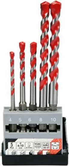 Picture of Wierto Yato `Wierto uniwersalne kpl.4,0-10 mm.uchwyt 1/4"Hex kpl. 5szt.(beton,ceramika,stal,alum.,PCV,drewno)