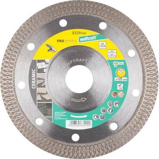 Изображение Wolfcraft TARCZA DIAMENTOWA DO PYTEK 125 X 22/10 WOLFCRAFT PRO CERAMIC TURBO WF8329000 WOLFCRAFT