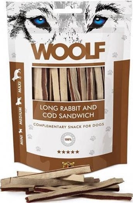 Attēls no WOOLF  Woolf Przysmak Pies Long Rabbit&Cod Sandwich - Królik z Dorszem paski, 100g
