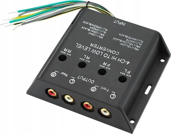 Picture of Wzmacniacz samochodowy Konwerter poziomu sygnau audio RCA 4 kanaowy