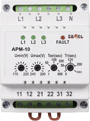 Attēls no Zamel Automatyczny przełącznik faz 16A 230V/3x400V+N APM-10 (EXT10000202)