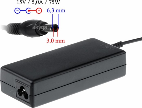 Picture of Zasilacz do laptopa Akyga 75 W, 3 mm, 5 A, 15 V (AK-ND-14)