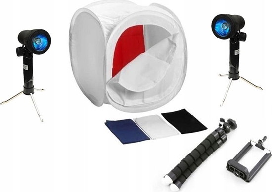 Picture of Zestaw studyjny Massa Zestaw Namiot Bezcieniowy 40cm / 2x Lampa 50w + Statyw Do Telefonu