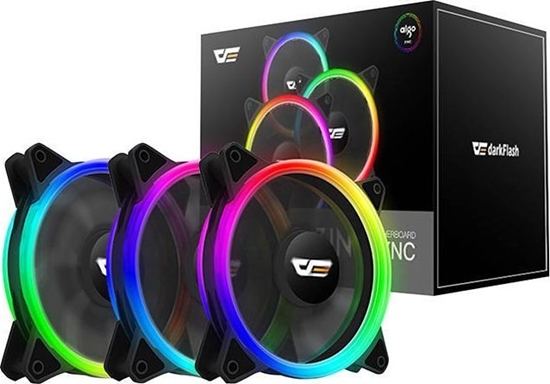 Изображение Darkflash Computer Fan Set ARGB Darkflash DR12 Pro 3in1 120x120 (black)