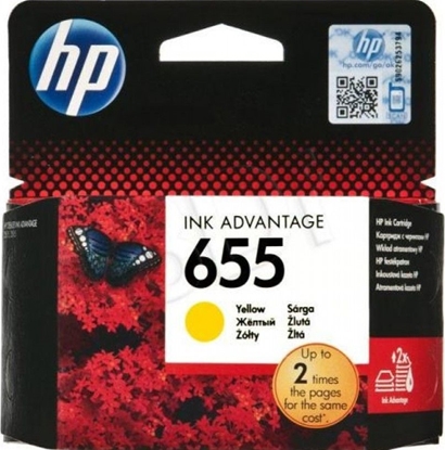Attēls no HP 655 Yellow Original Ink Advantage Cartridge