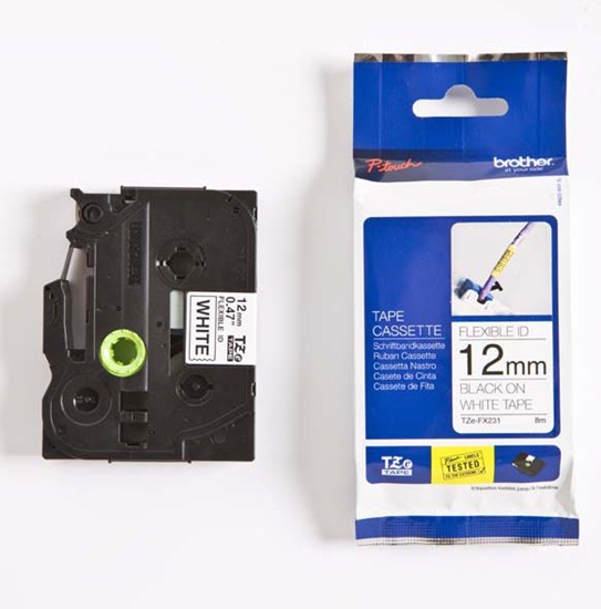 Picture of 	BROTHER TZ FX231 lenta "Flexible" melns uz balta 12mm