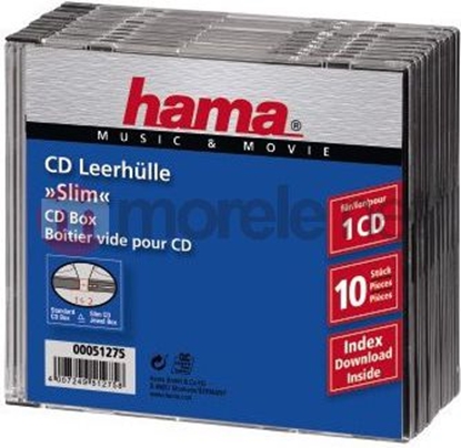 Picture of 1x10 Hama CD-Slim Jewel Case clear/black   51275
