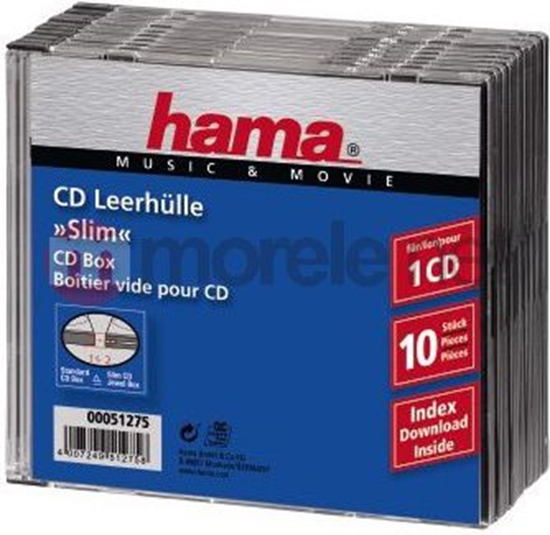 Изображение 1x10 Hama CD-Slim Jewel Case clear/black   51275