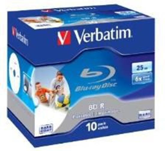 Изображение 1x10 Verbatim BD-R Blu-Ray 25GB 6x Speed, printable, Jewel Case