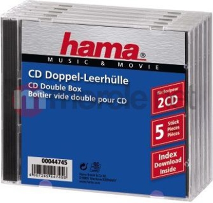 Изображение 1x5 Hama Standard CD Double Jewel Case transp/black    44745