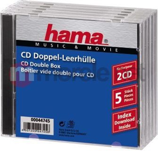 Изображение 1x5 Hama Standard CD Double Jewel Case transp/black    44745