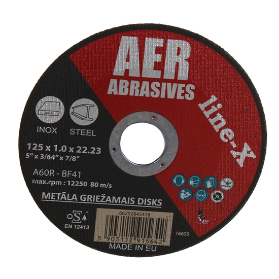Изображение Abr.disks AER X-Line 125x1.0x22 metālam