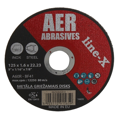 Attēls no Abr.disks AER X-Line 125x1.6x22 metālam
