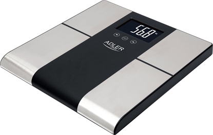 Attēls no Adler | Bathroom scale with analyzer | AD 8165 | Maximum weight (capacity) 225 kg | Accuracy 100 g | Body Mass Index (BMI) measuring | Stainless steel/Black