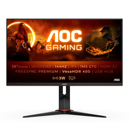 Picture of AOC G2 U28G2XU2/BK LED display 71.1 cm (28") 3840 x 2160 pixels 4K Ultra HD Black, Red