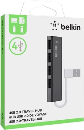 Attēls no Belkin ultra flat 4-Port Slim Travel-Hub passiv black F4U042BT