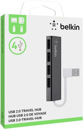 Picture of Belkin ultra flat 4-Port Slim Travel-Hub passiv black F4U042BT