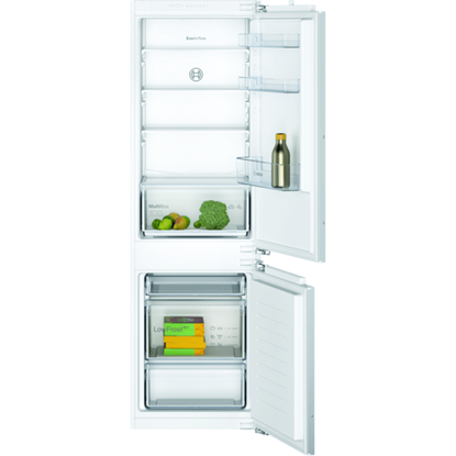 Pilt Bosch Serie 2 Refrigerator KIV86NFF0 Energy efficiency class F, Built-in, Combi, Height 177 cm, Fridge net capacity 183 L, Freezer net capacity  84 L, 39 dB, White, Made in Germany