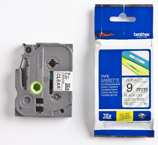 Picture of Brother TZE-121 9mm black on clear laminated tape