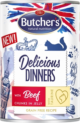 Attēls no BUTCHER'S Delicious Dinners Pieces of beef in jelly - wet cat food - 400g