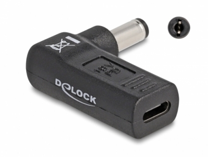 Picture of Delock Adapter for Laptop Charging Cable USB Type-C™ female to 5.5 x 2.1 mm male 90° angled