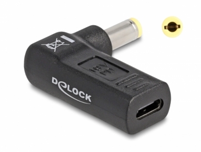 Picture of Delock Adapter for Laptop Charging Cable USB Type-C™ female to 5.5 x 2.5 mm male 90° angled
