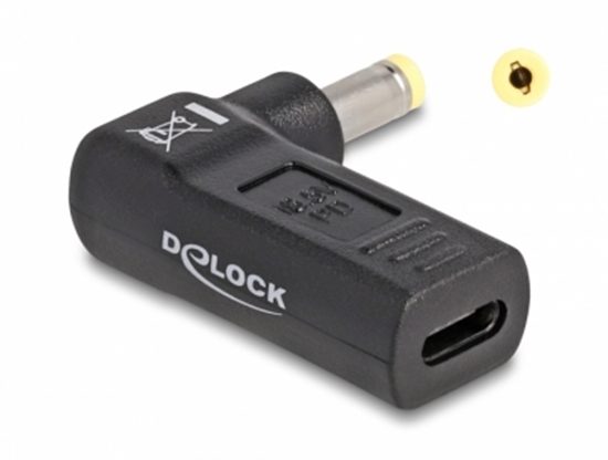 Picture of Delock Adapter for Laptop Charging Cable USB Type-C™ female to HP 4.8 x 1.7 mm male 90° angled