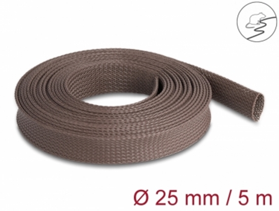 Picture of Delock Braided Sleeve rodent resistant stretchable 5 m x 25 mm brown