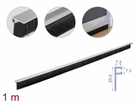 Изображение Delock Brush strip 40 mm with aluminium profile angled - length 1 m