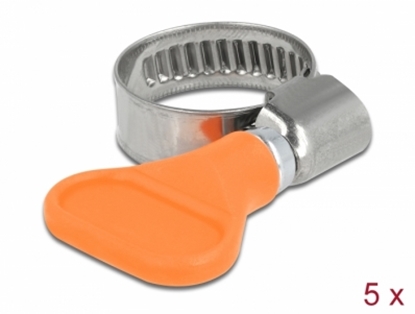 Attēls no Delock Butterfly Hose Clamp stainless steel 400 SS 12 - 20 mm 5 pieces orange