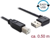 Picture of Delock Cable EASY-USB 2.0 Type-A male angled left / right > USB 2.0 Type-B male 0,5 m